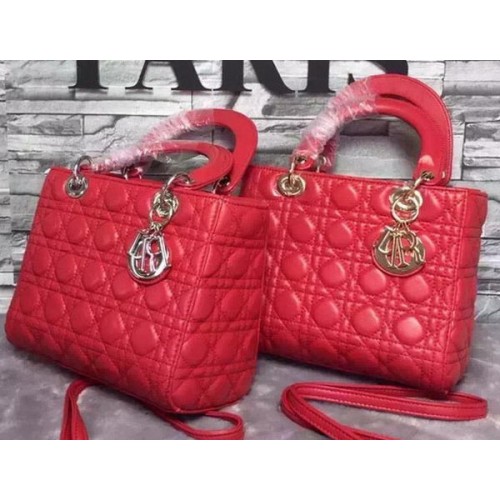 Dior Small Lady Dior-tas Schapenleer CD6322 Rood