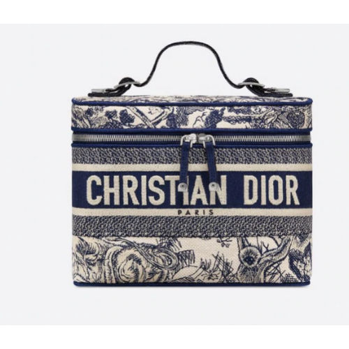 Dior Toile de Jouy-borduursel DIORTRAVEL TOILETTAS S5480V Blauw