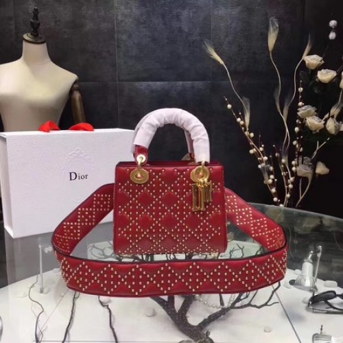 Dior mini Lady Dior Tas Origineel Schapenleer CD3891 Rood