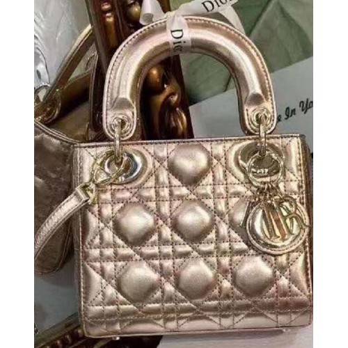 Dior mini Lady Dior tas origineel schapenvacht leer CD5500 goud