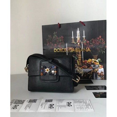 Dolce Gabbana Kalfsleren schoudertas 5568 zwart