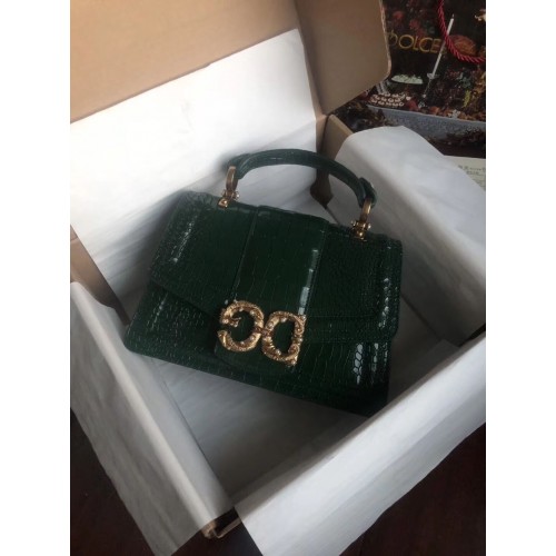 Dolce Gabbana Originele krokodillenleren tas 4916E Zwartachtig groen