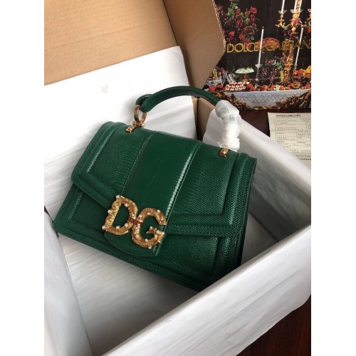 Dolce Gabbana Origianl Lizard skin lederen tas 4916F zwartachtig groen