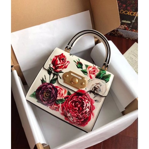 Dolce Gabbana SICILIË Chrysanthemum kalfsleren draagtassen 5588-1 wit