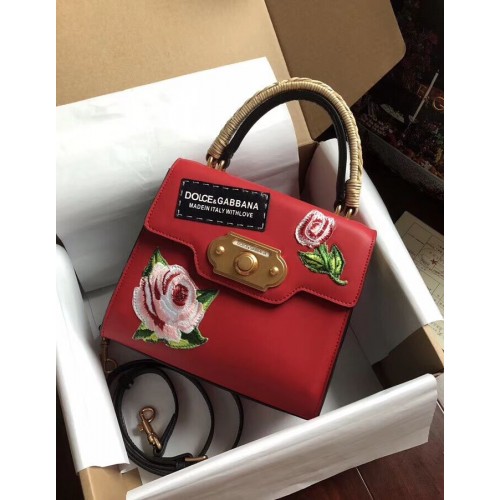 Dolce Gabbana SICILIË Chrysanthemum kalfsleren draagtassen 5588-2 rood