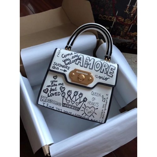 Dolce Gabbana SICILIË Chrysanthemum kalfsleren draagtassen 5588 wit