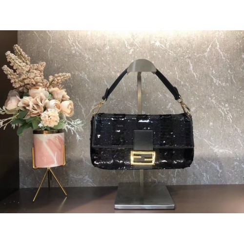 FENDI BAGUETTE Tas Pearl slice F1359 zwart