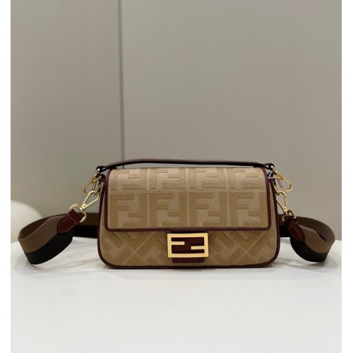FENDI BAGUETTE CHAIN FF stoffen tas 8BR600A bruin