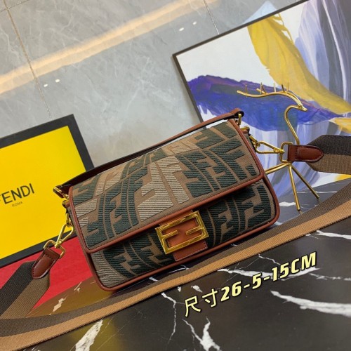 FENDI BAGUETTE Canvas tas F000159 Bruin