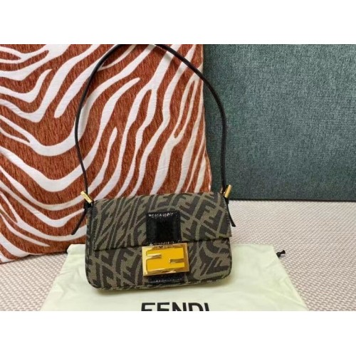 FENDI BAGUETTE stoffen tas FM0872 Bruin
