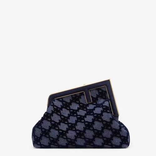 FENDI FIRST MEDIUM suède tas 8BP127A donkerblauw