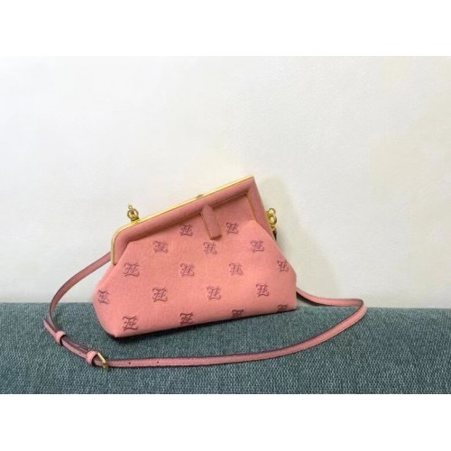 FENDI FIRST KLEINE flanellen tas met borduursel 8BP129A ROZE