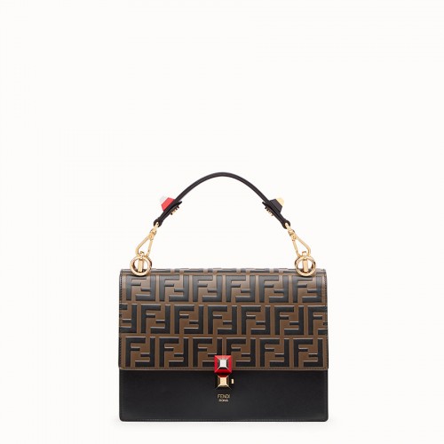 FENDI KAN I Zwarte leren tas 8BT283A