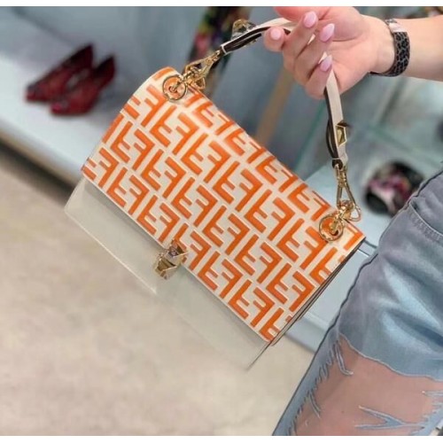 FENDI Kan I Leren Schoudertas 8BT283A Oranje