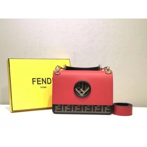 FENDI Kan I Leren schoudertas 8BT284 rood