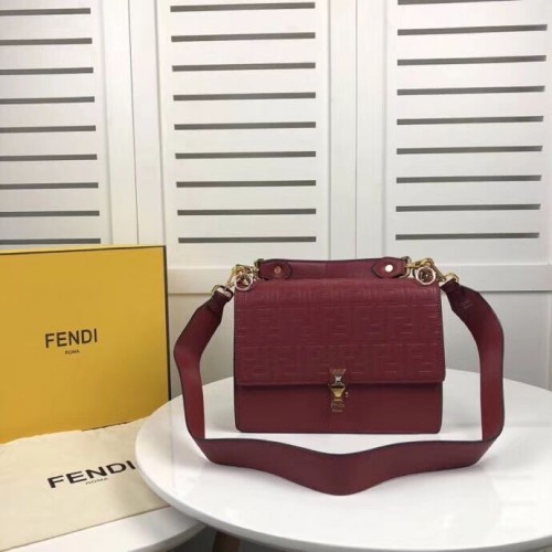 FENDI Kan I lederen schoudertas F9235 rood