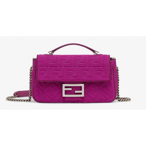 FENDI MIDI BAGUETTE CHAIN FF stoffen tas 8BR793 Paars