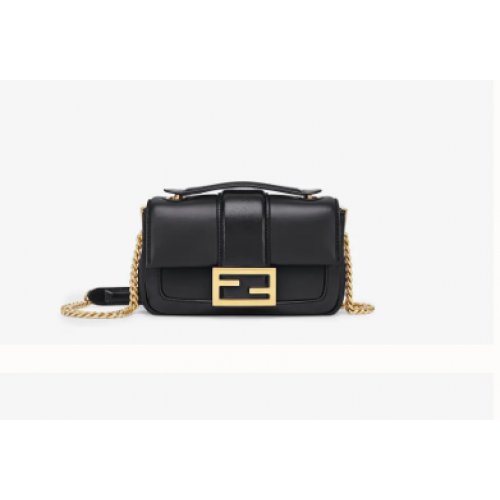 FENDI MINI BAGUETTE CHAIN Tas van zwart nappaleer 8BS045A