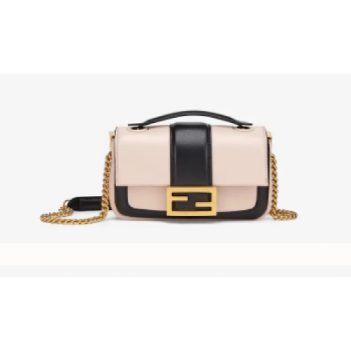 FENDI MINI BAGUETTE CHAIN Tas in roze en zwart nappaleer 8BS045A