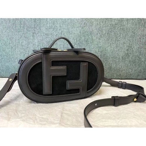 FENDI MINI CAMERA CASE leren en suède minitas 8BS058AH zwart