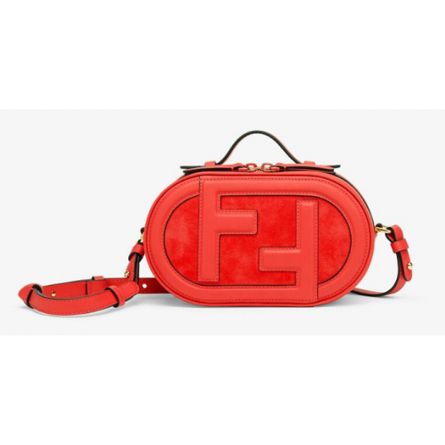 FENDI MINI CAMERA CASE leren en suède minitas 8BS058AH rood