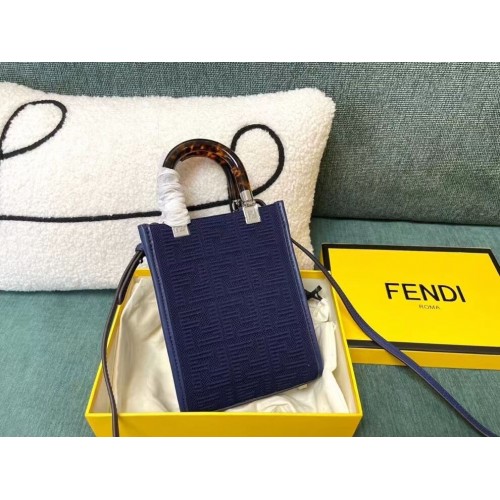 FENDI MINI SUNSHINE SHOPPER FF stoffen minitas 8BS051AG donkerblauw