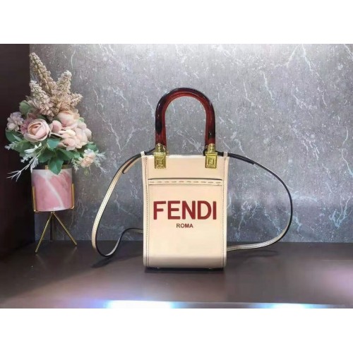 FENDI MINI SUNSHINE SHOPPER leren minitas 8BS051ABV Beige