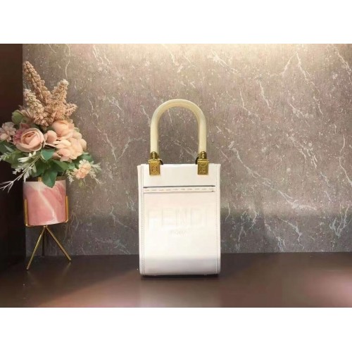 FENDI MINI SUNSHINE SHOPPER leren minitas 8BS051ABV beige