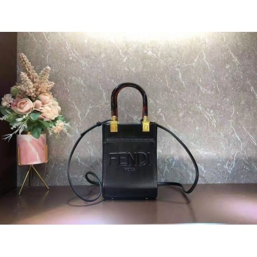 FENDI MINI SUNSHINE SHOPPER leren minitas 8BS051ABV zwart