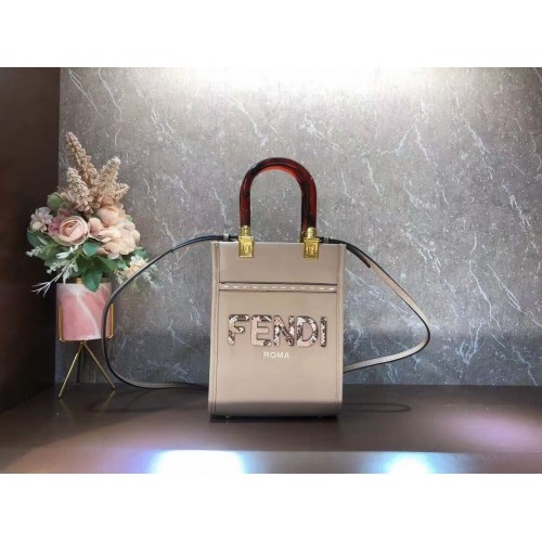 FENDI MINI SUNSHINE SHOPPER leren minitas 8BS051ABV grijs