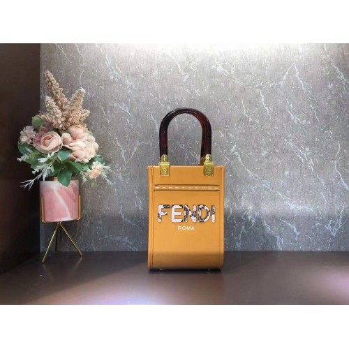 FENDI MINI SUNSHINE SHOPPER leren minitas 8BS051ABV oranje