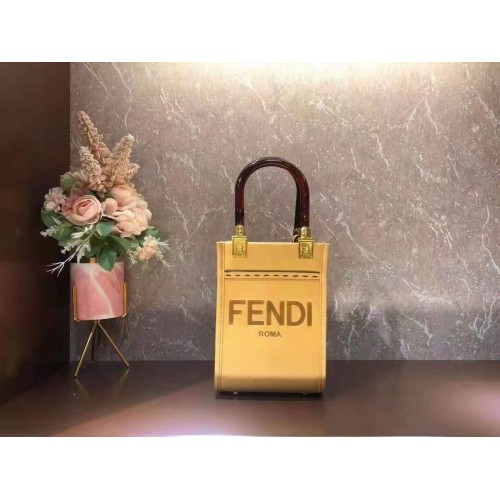 FENDI MINI SUNSHINE SHOPPER leren minitas 8BS051ABV geel