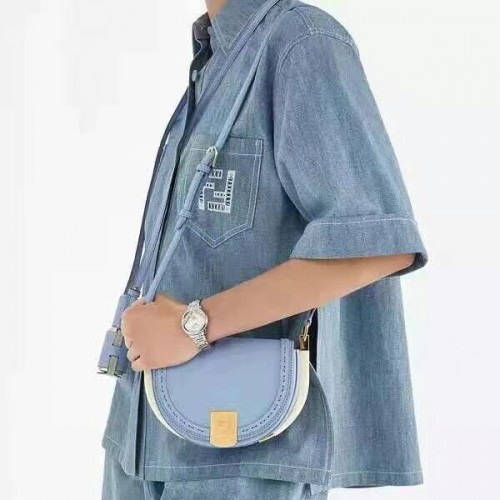 FENDI MOONLIGHT leren tas 8BT346A lichtblauw