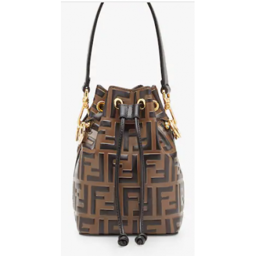 FENDI Mon Tresor leren mini-tas 8BS010 zwart&bruin