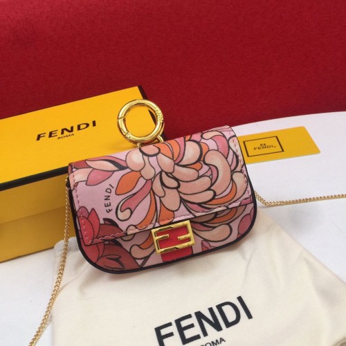 FENDI NANO BAGUETTE CHARM Nappa originele lederen tas 7AR844 Bloem