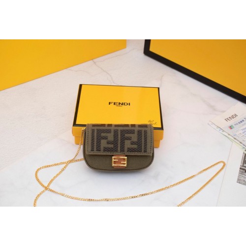 FENDI NANO BAGUETTE CHARM Nappa canvas tas 7AR844 Groen