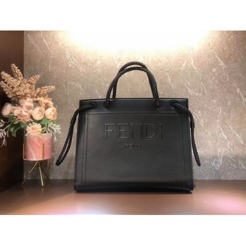 FENDI PACK MEDIUM SHOPPING BAG leren tas F1508 zwart