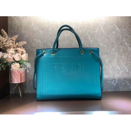 FENDI PACK MEDIUM SHOPPING BAG leren tas F1508 blauw