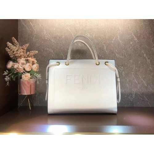 FENDI PACK MEDIUM SHOPPING BAG leren tas F1508 wit