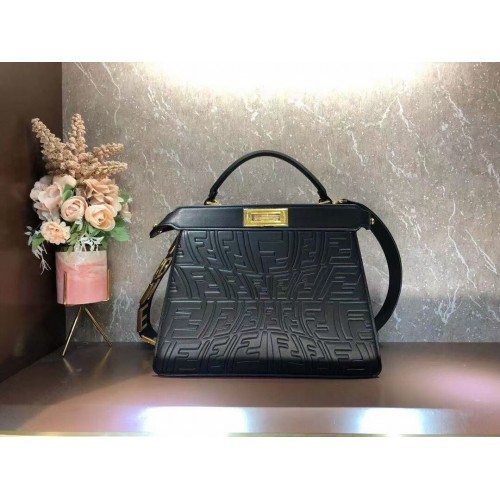 FENDI PEEKABOO ICONIC ESSENTIALLY leren tas F1519 zwart