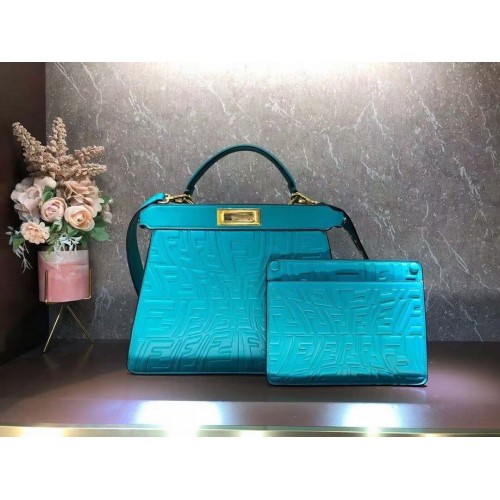 FENDI PEEKABOO ICONIC ESSENTIALLY leren tas F1519 blauw