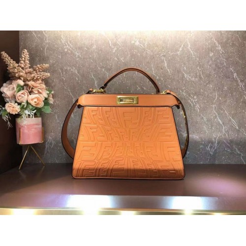 FENDI PEEKABOO ICONIC ESSENTIALLY leren tas F1519 oranje