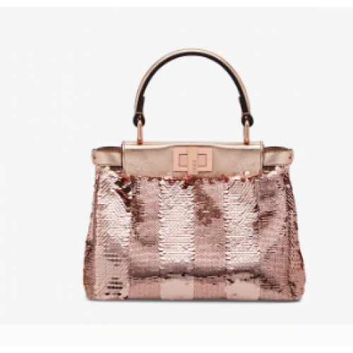 FENDI PEEKABOO ICONIC MINI Kralen tas F1359 rosé goud