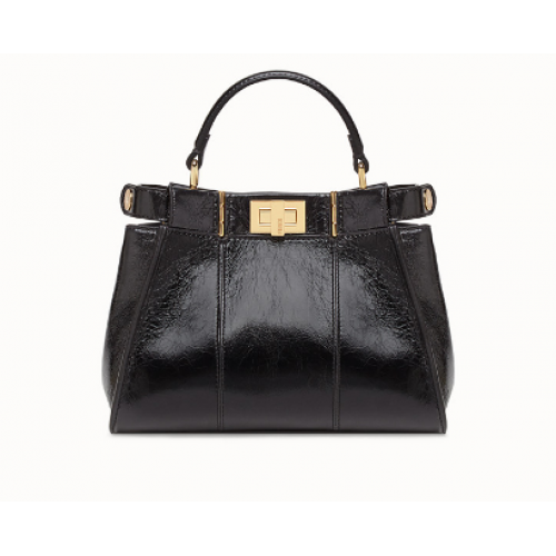 FENDI PEEKABOO ICONIC MINI Zwarte leren tas 8BN244