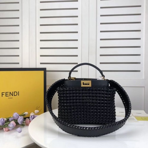 FENDI PEEKABOO ICONIC MINI leren tas 8BN244 zwart