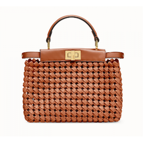 FENDI PEEKABOO ICONIC MINI leren tas 8BN244 bruin