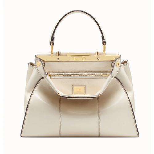 FENDI PEEKABOO ICONIC crème leren tas F0837