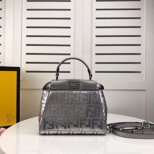 FENDI PEEKABOO ICONIC leren tas F0335 Zilver