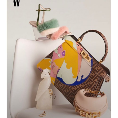 FENDI PEEKABOO ISEEU Originele lederen MEDIUM tas 0196 Lady Print