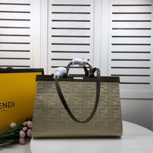 FENDI PEEKABOO X-TOTE canvas tas 8BH374A beige